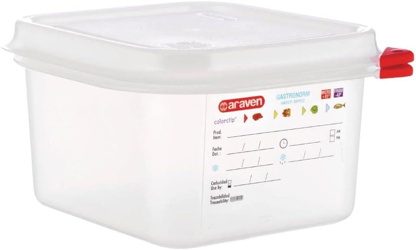 03350 PP Pojemnik na żywność GN z pokrywką, 1,1 l, 65 mm (4 sztuki) Pudełka do przechowywania żywności Naty Shop 1,7Ltr