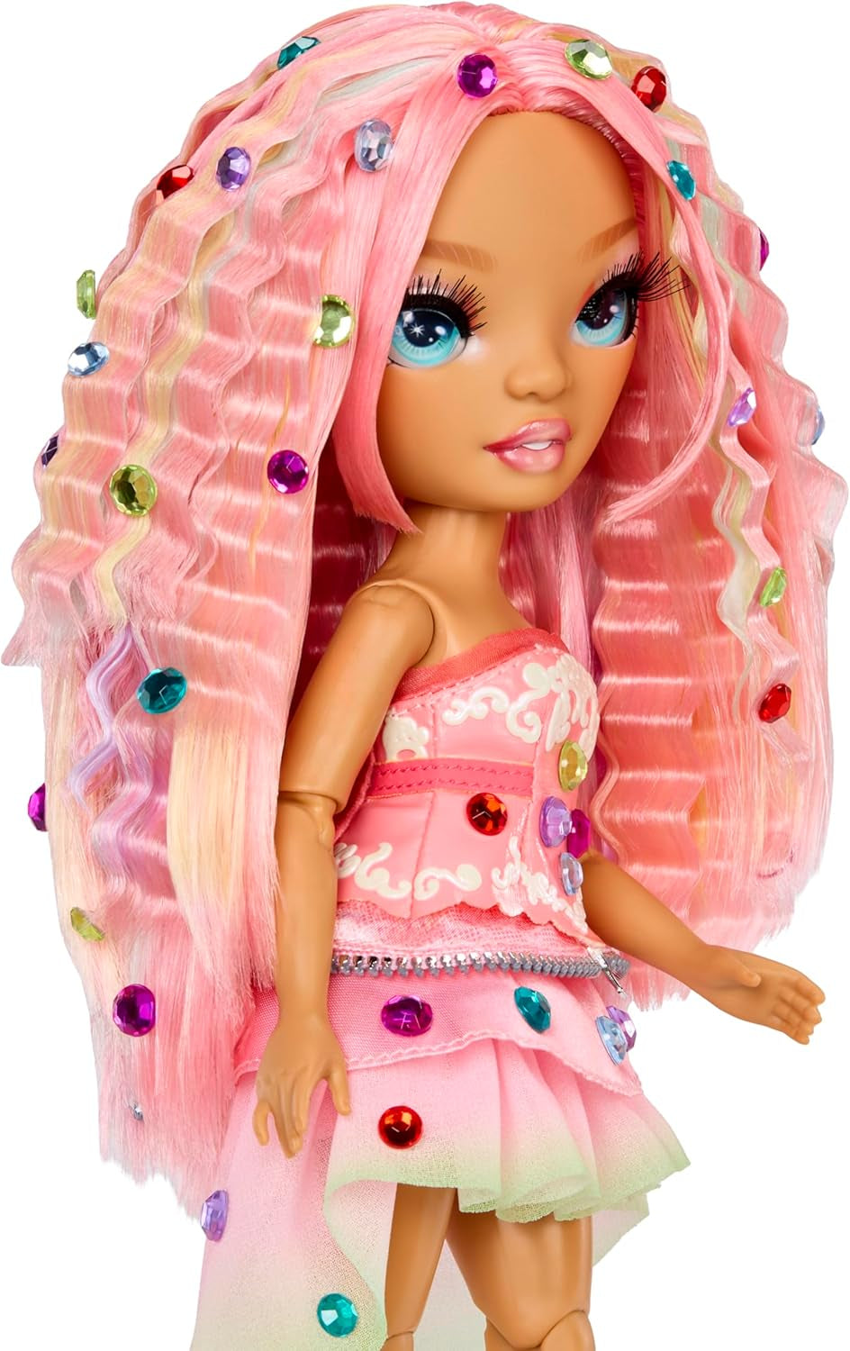 Rainbow High Be Dazzling - Adeline Rose - 28 cm różowa lalka modowa z narzędziem do dekoracji, błyszczącymi kamieniami szlachetnymi i akcesoriami do stylizacji