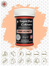 Sugarflair Pastel Pink Honey Food Coloring Paste - Wysoko skoncentrowana do stosowania z kremem maślanym, pastą cukrową, lukrem królewskim lub mieszankami do ciast, żywym barwnikiem spożywczym - 25g