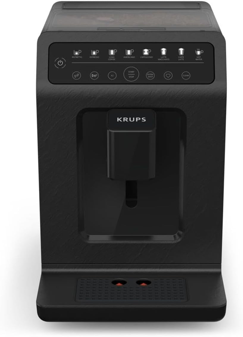 Krups EA897B Evidence Automatyczny ekspres do kawy ECOdesign, automatyczna funkcja espresso i cappuccino, technologia Quattro Force, kubki do mleka uruchamiane jednym dotknięciem, 8 ustawień wstępnych, system mleka, 1450W