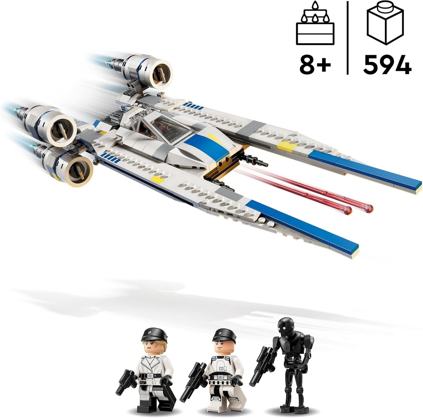 LEGO Star Wars 75399 Rebeliancki myśliwiec U-Wing Starfighter — zabawka z funkcją wahadłowego skrzydła i trzema minifigurkami, w tym figurką Cassiana Andora i droida K-2SO — prezent dla chłopców w wieku od 8 lat i fanów Andora z sezonu 2 Zestawy do budowania Beuche den LEGO-Store