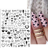 8 Blatt Nagelsticker Valentinstag Nagelaufkleber Selbstklebend Liebhaber Des Schwarzen Herzens Nail Art Naklejka Dekoration Nageldesign Zubehör