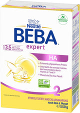 BEBA Expert HA 2 Mleko następne po 6 miesiącu, żywność dla dzieci z hydrolizatem białka, tylko laktoza, bez oleju palmowego, opakowanie 6 szt. (6 x 550 g) Naty Shop