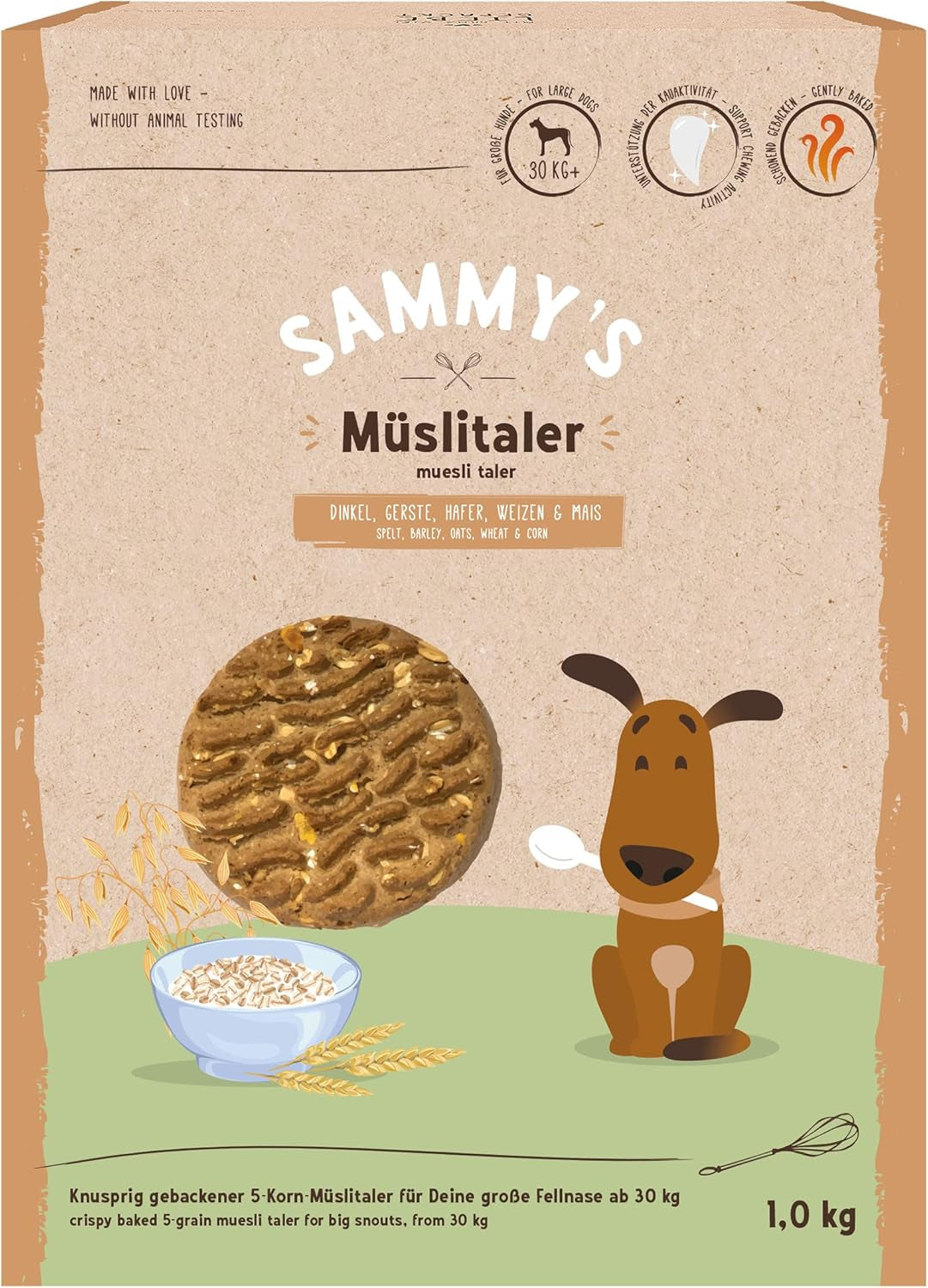 Müslitaler Sammy'ego | Knusprig Gebackene Hundesnacks | 5-Korn-Müslitaler Für Deine Große Fellnase (Ab 30 Kg) | 1 Kg Zboża Naty Shop Domyślny tytuł