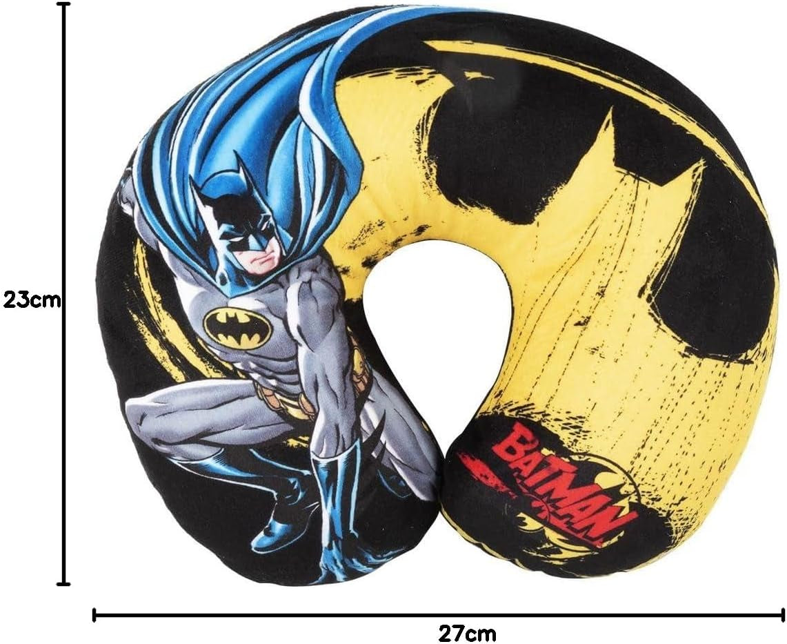 DC Comics Miękka poduszka podróżna Batman na szyję Bezpieczeństwo dziecka Komfort Superbohater Człowiek-nietoperz, Cuscino Da Viaggio Auto, Jasnoniebieski, Jeden rozmiar Poduszki podróżne Naty Shop