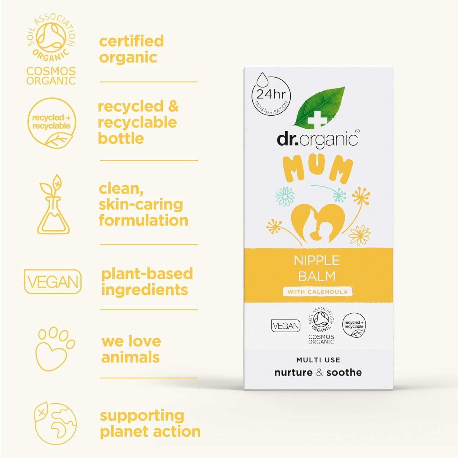 Dr Organic Balsam do sutków z nagietkiem, lanoliną, naturalną ulgą, na rany i popękane sutki, 30 ml Akcesoria Żywność i karmienie piersią Bebe Naty Shop