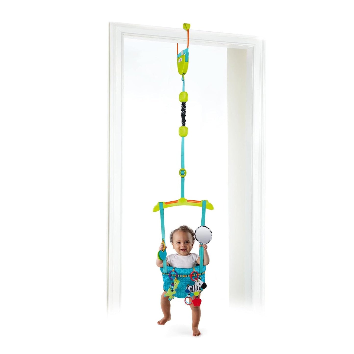 Zestaw zatrzasków do drzwi Bright Starts Deluxe z bezpiecznym i stabilnym klipsem do ramy drzwi oraz chusteczkami Pampers Sensitive Baby, 1200 chusteczek (15 x 80)