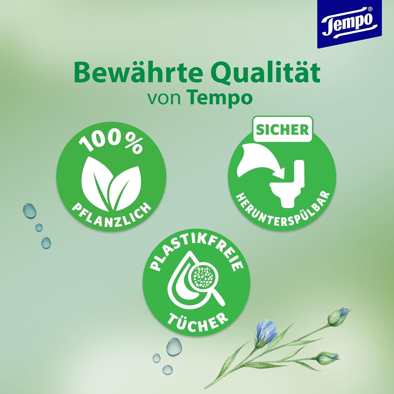 Chusteczki toaletowe Tempo "Gentle & Caring" - Megapack - 16 opakowań po 42 chusteczki - Duo Pack - z naturalnym rumiankiem - papier toaletowy, testowany dermatologicznie, neutralny dla Ph skóry