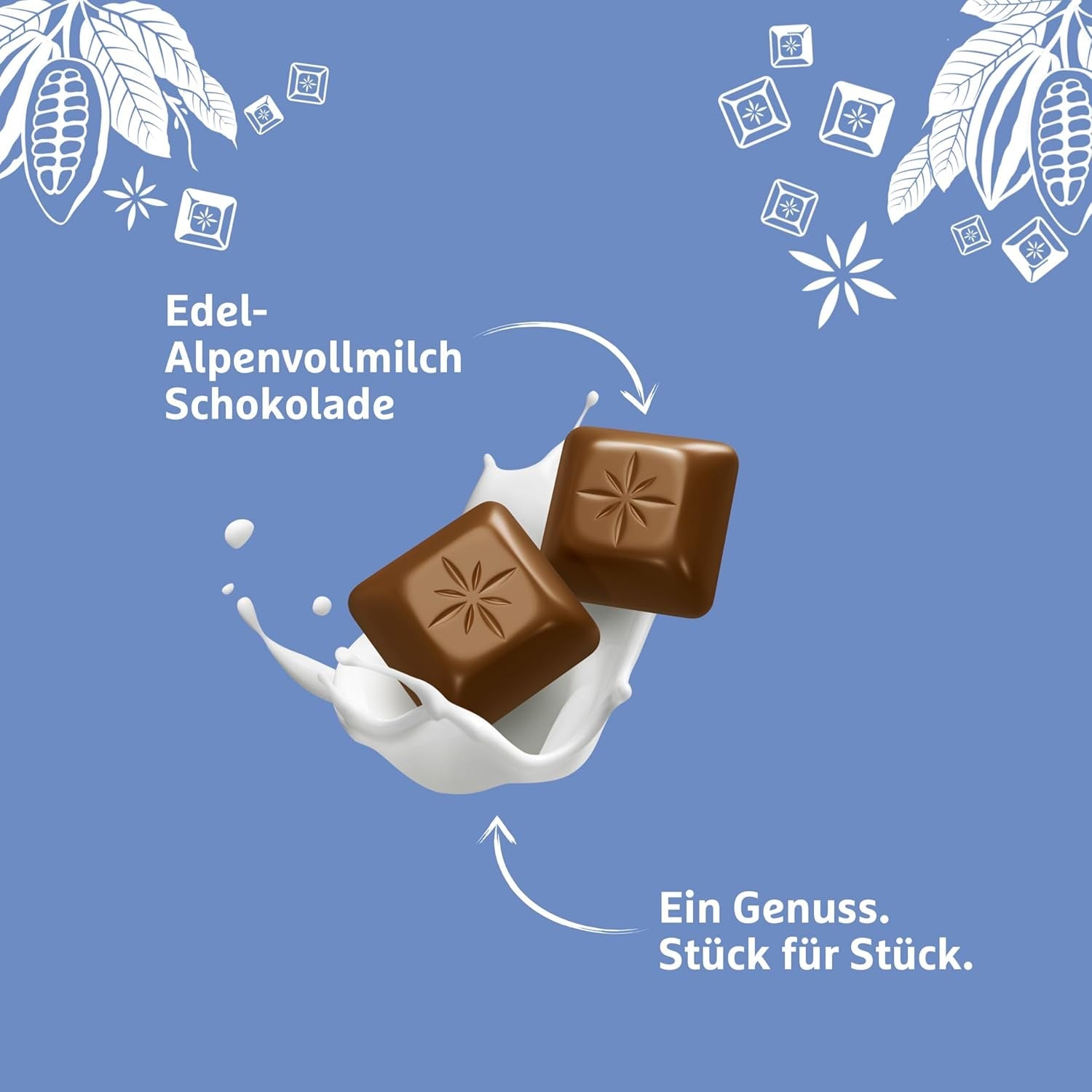 Schogetten Premium Alpine tabliczka mlecznej czekolady, 100g, pojedynczo porcjowana. Rozkosz. Kawałek po kawałku.
