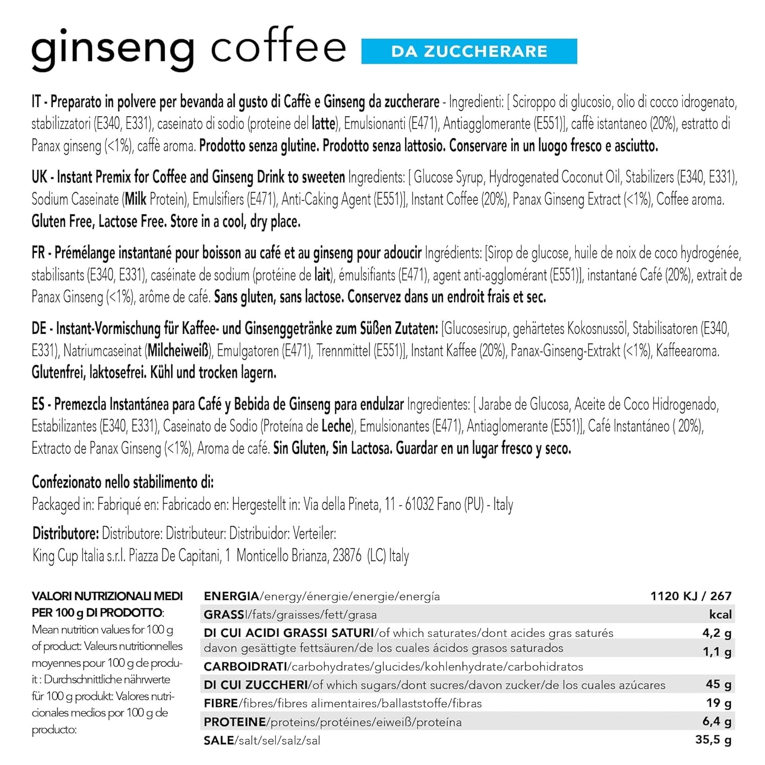 - 5 opakowań z 10 kapsułkami żeń-szenia Zuckerfreier, 50 kapsułek w 100% kompatybilnych z napojem Nespresso-System von Ginseng, bezglutenowym i bez laktozy