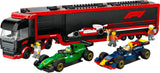 LEGO City Transporter F1 z samochodami wyścigowymi RB20 i AMR24 F1 - Zabawkowy transporter samochodów dla zespołów Formuły 1 Red Bull i Aston Martin - Zawiera. 5 minifigurek — prezent dla chłopców i dziewcząt w wieku od 8 lat 60445 Zestawy konstrukcyjne Besuche den LEGO-Store