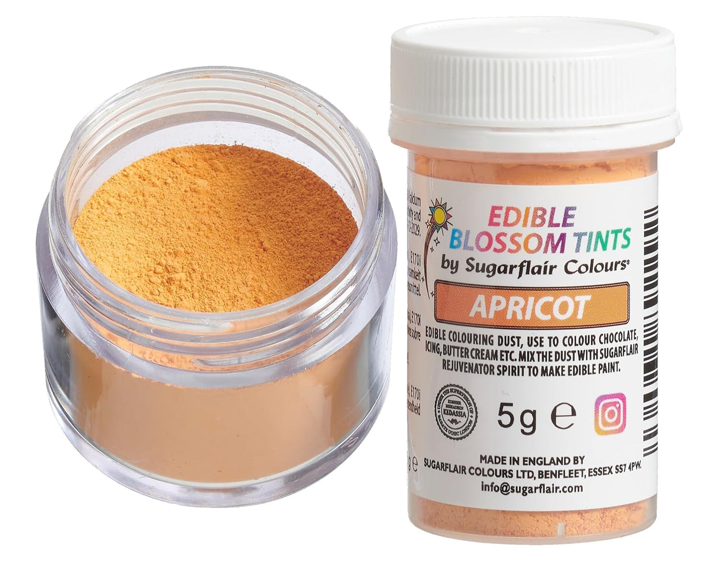 Sugarflair Blossom Tint Dust Apricot Barwnik spożywczy w proszku - Barwnik spożywczy w proszku do dekorowania ciast, pasty cukrowej, kremówki, lukieru, czekolady, kremu maślanego, makaroników i innych - 5G