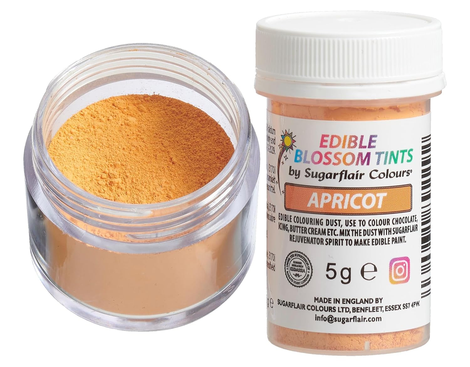 Sugarflair Blossom Tint Dust Apricot Barwnik spożywczy w proszku - Barwnik spożywczy w proszku do dekorowania ciast, pasty cukrowej, kremówki, lukieru, czekolady, kremu maślanego, makaroników i innych - 5G