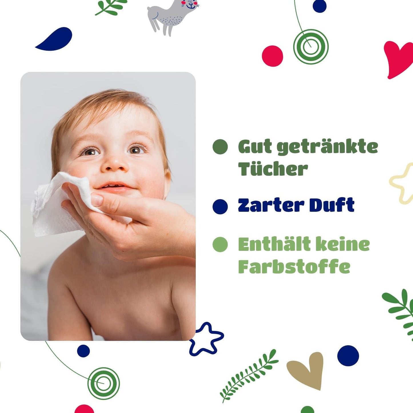 Kindii Natural Balance chusteczki nawilżane dla niemowląt – (1 x 60 szt.) Chusteczki nawilżane dla niemowląt i dzieci – Ochronne, Aloe Vera, Delikatny zapach – 60 szt.