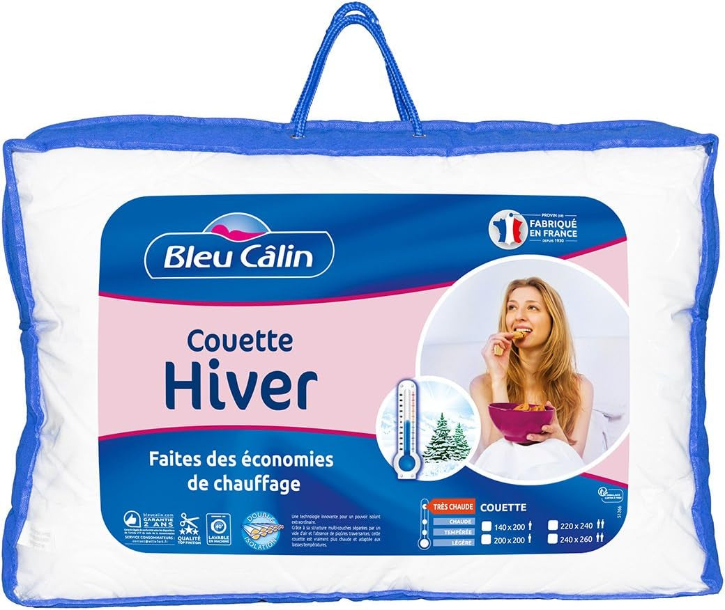 Bleu Calin Kołdra zimowa dla 1 osoby, bardzo ciepła, bardzo puszysta - Mikrofibra - 140X200Cm Kołdry i kołdry Naty Shop