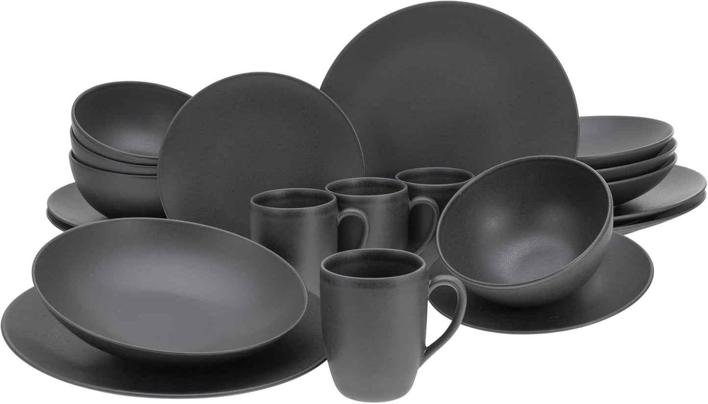Creatable, 23146, seria SOFT TOUCH BLACK, 20-częściowy zestaw naczyń obiadowych, serwis łączenia porcelany, można myć w zmywarce i używać w kuchence mikrofalowej, wyprodukowano w Portugalii