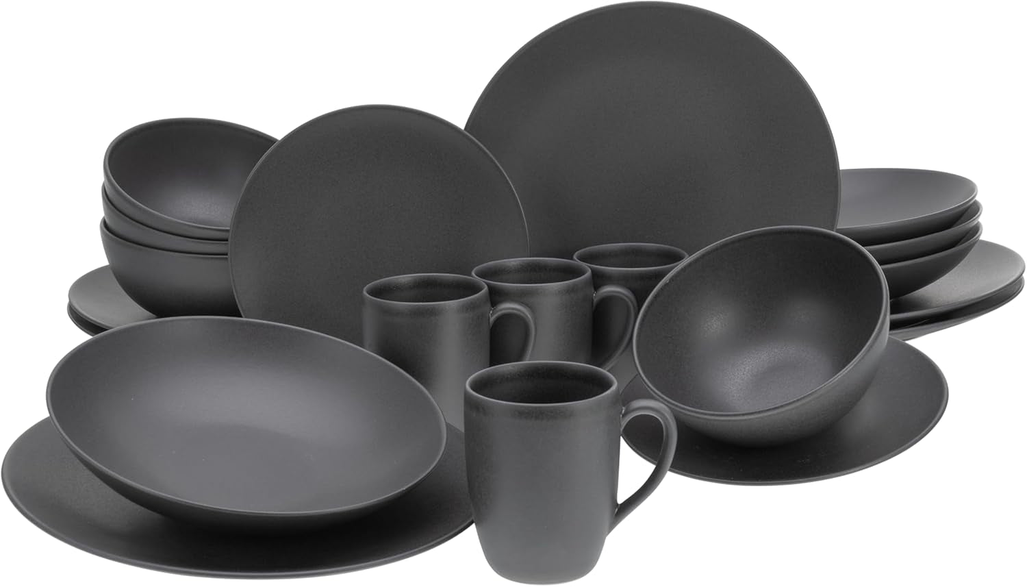 Creatable, 23146, seria SOFT TOUCH BLACK, 20-częściowy zestaw naczyń obiadowych, serwis łączenia porcelany, można myć w zmywarce i używać w kuchence mikrofalowej, wyprodukowano w Portugalii