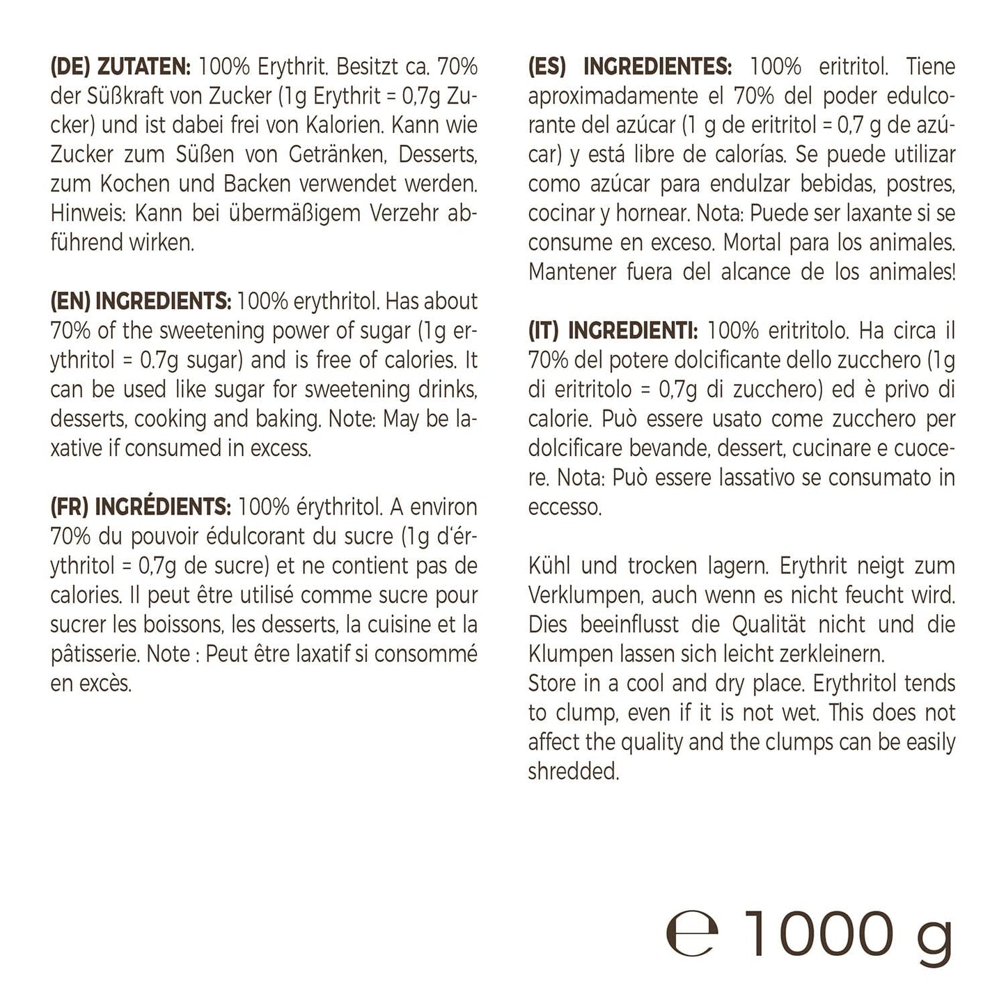 Greatvita Erytrytol 1000 G | Kalorienfreie Süßungsmittel & Zucker-Alternatywa | Zahnfreundlich, Gut Löslich i Glutenfrei | Ideal Für Getränke, Desery i słodziki do wypieków Naty Shop