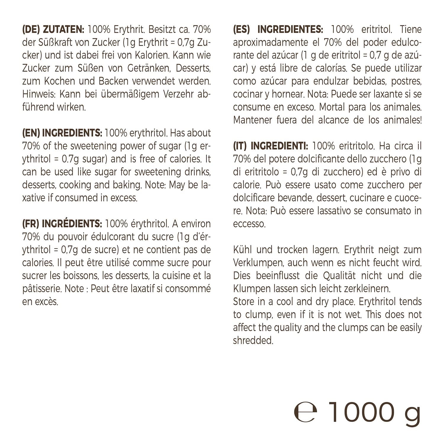 Greatvita Erytrytol 1000 G | Kalorienfreie Süßungsmittel & Zucker-Alternatywa | Zahnfreundlich, Gut Löslich i Glutenfrei | Ideal Für Getränke, Desery i słodziki do wypieków Naty Shop