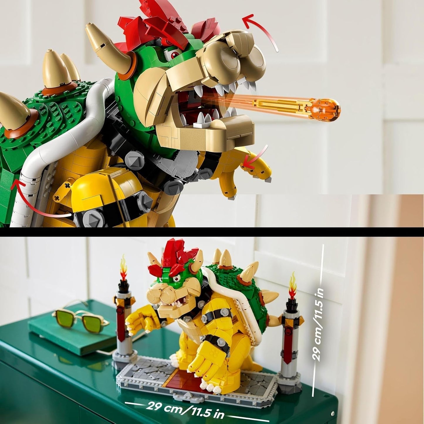 LEGO Super Mario The Mighty Bowser Model 3D Duży zestaw kolekcjonerskich figurek Zawiera platformę pojedynków Pomysł na prezent dla fanów Wyświetlacz jako dekoracja pokoju 71411 Zestawy do budowania Kup w sklepie LEGO