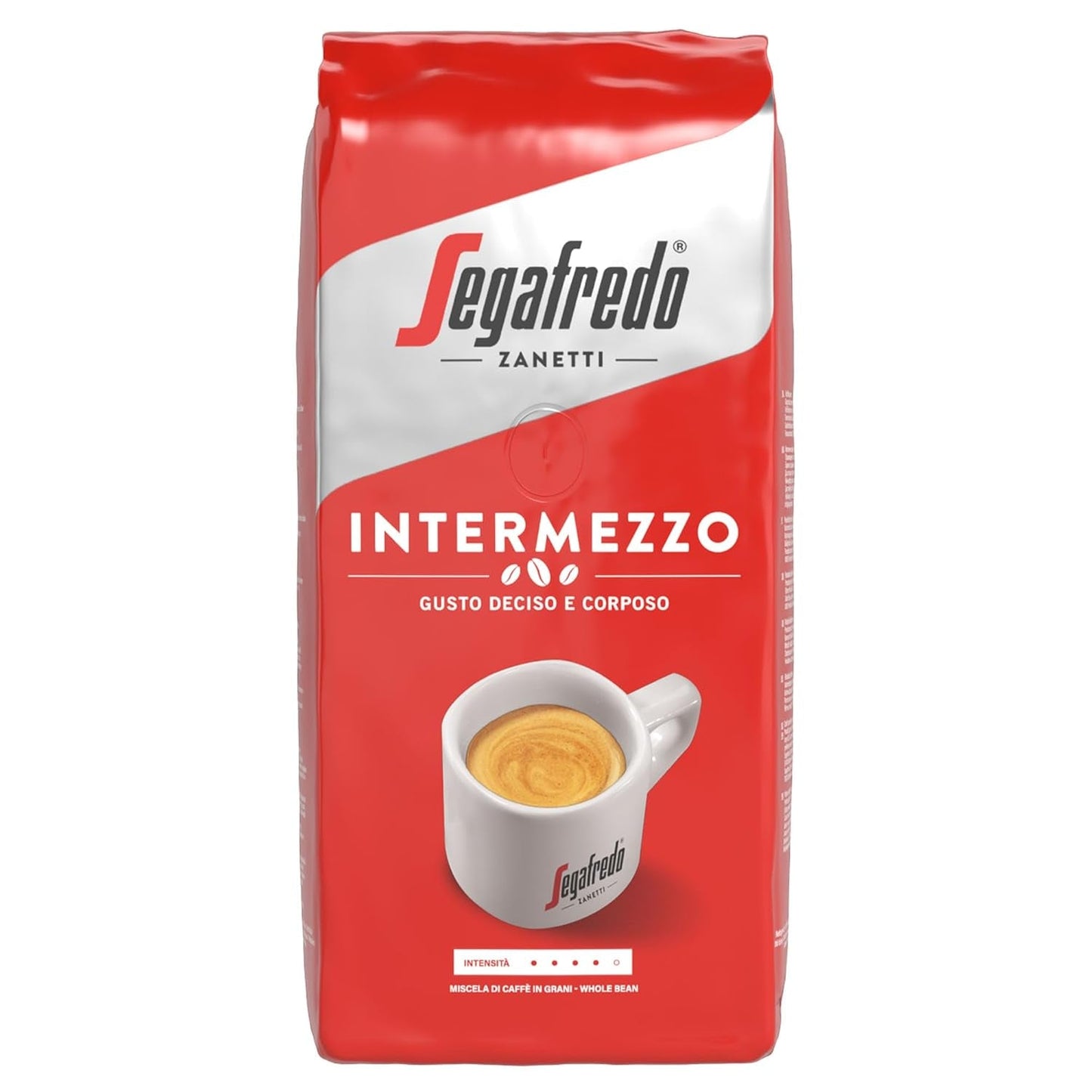 Segafredo Zanetti Intermezzo - Całe ziarna (opakowanie 1 kg) - Geeignet für alle italienschen Kaffeespezialitäten - Kaffeebohnen mit mitteller Röstung, stark und vollmundig im Gesmack