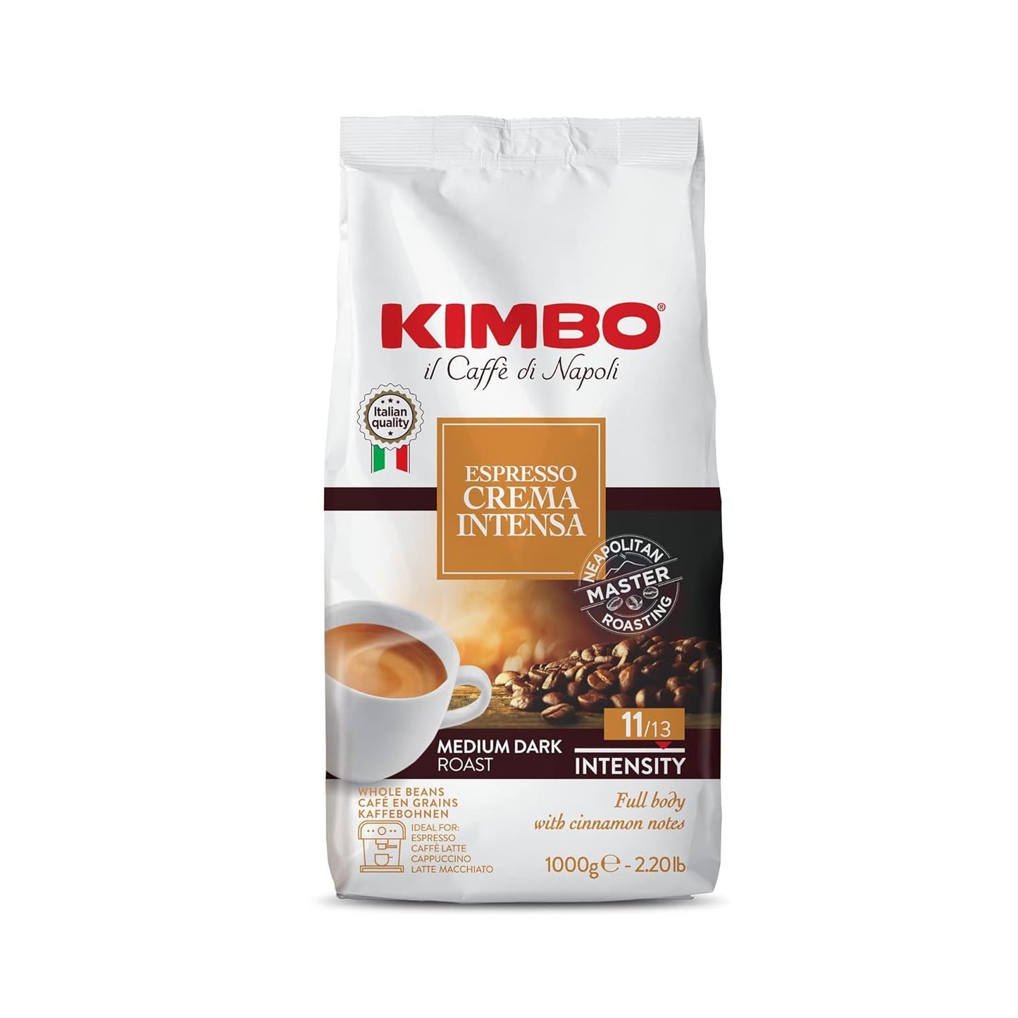 Espresso Crema Intesa, 6 ziaren kawy x 1 kg, mieszanka o pełnym i intensywnym smaku, intensywność 11/13, średnio palona, ​​6 opakowań po 1 kg każde