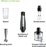 Mikser Braun Household Hogar Multiquick 7, Spritzschutz, Spülmaschinenfest, Bpa-Frei, 600 ml, Zerkleinerer 500 ml, Eisklinge, MQ 7035XBI, 1000 W, Schwarz, MQ7035XBI Kitchen Naty Shop