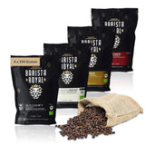 Przykładowy zestaw ziaren espresso 4 x 350g ziaren espresso | Pakiet odkrywczy/pakiet próbny | Robusta i Arabika | Idealny do urządzeń w pełni automatycznych i kolby | KRÓLEWSKI BARYSTA