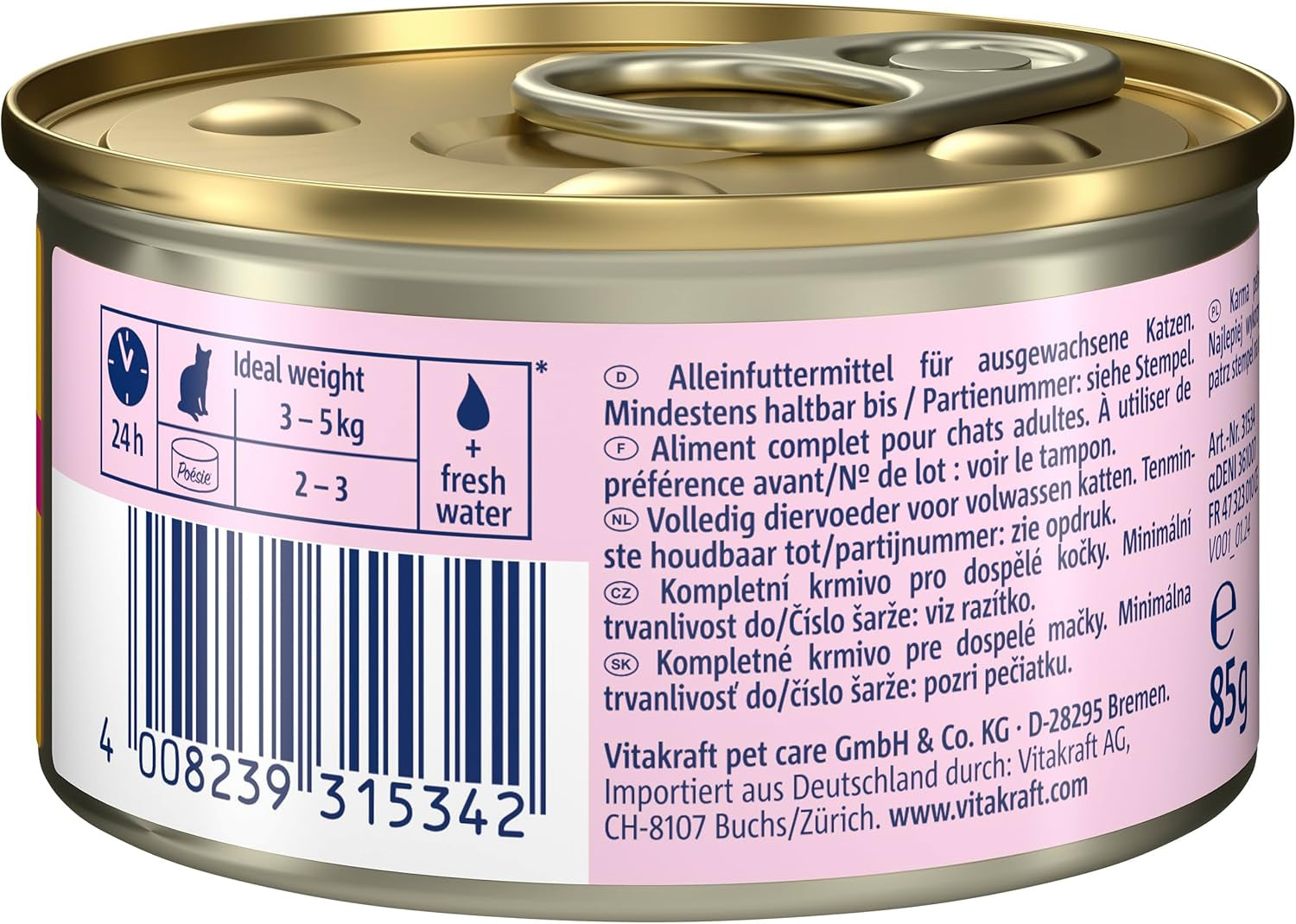 Vitakraft Poésie Mousse, mokra karma dla kotów, przewiewna pianka, z kurczakiem, bez dodatku cukru i zbóż (12 x 85g)