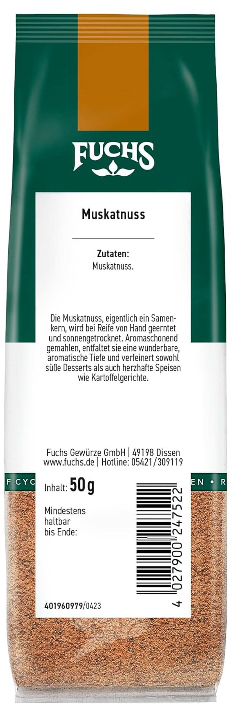Fuchs - Gałka muszkatołowa mielona, ​​50 gramów Condimente Naty Shop