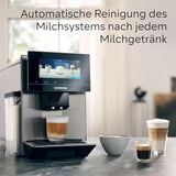Automatyczny ekspres do kawy Siemens EQ900 TQ903D03, sterowanie z aplikacji, intuicyjny wyświetlacz dotykowy, tryb baristy, AromaBoost, redukcja szumów, młynek Premium, automatyczne czyszczenie parą, 1500 W, stal nierdzewna