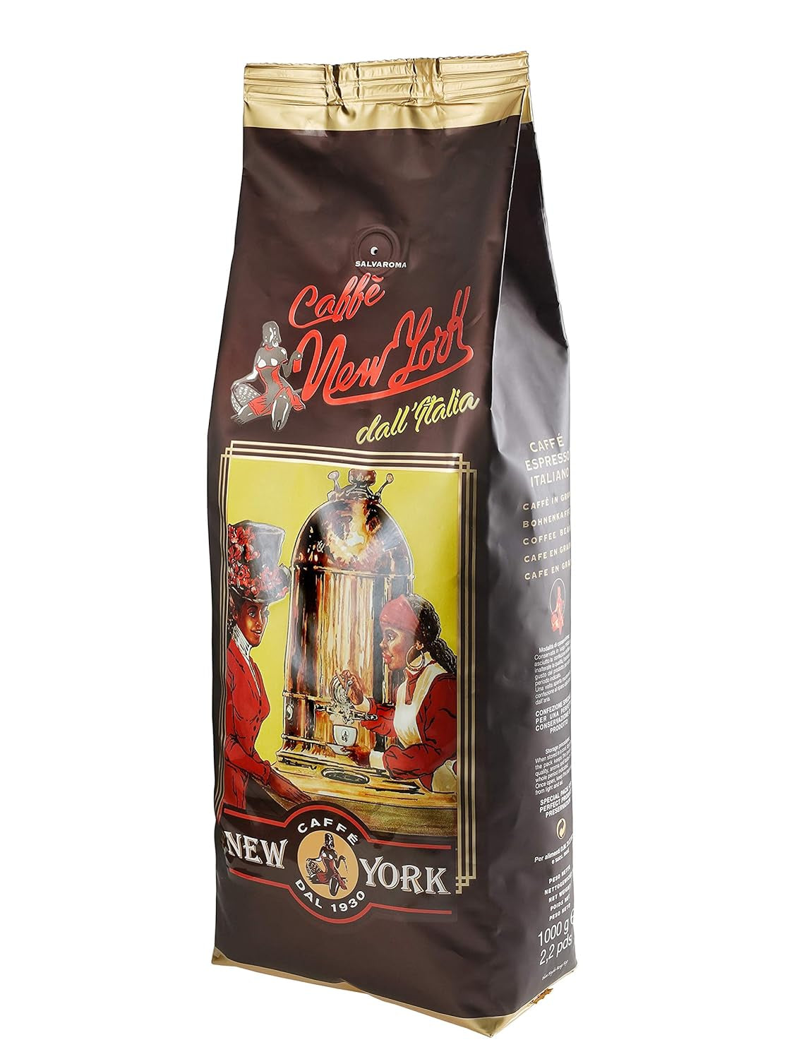 Kawa New York - EXTRA P - Kawa ziarnista, mocny i zdecydowany smak, ziarna Arabiki i Robusty, do mielenia, włoskie espresso, mieszanka batonowa - jakość premium od 1930 - 1 kg, ziarna