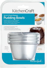 Kitchencraft Mini foremki do budyniu Anodyzowane aluminium 7,5 cm Zestaw 4 srebrnych foremek i tac do pieczenia Naty Shop