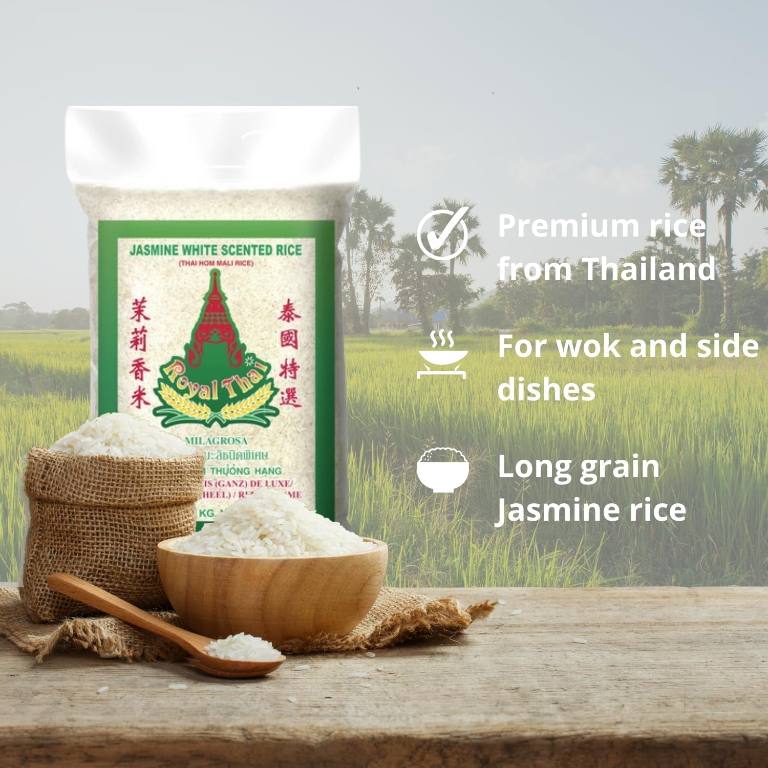 ROYAL THAI RICE - Ryż długoziarnisty pachnący jaśminem - 10 x 1 KG - Opakowanie zbiorcze