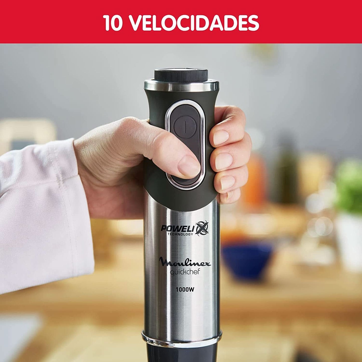 DD6558 DD655810 Quickchef Tauchmikser 3 w 1, technologia Powelix, 3 Zubehörteile, Edelstahl, Stahl/Schwarz Kitchen Naty Shop