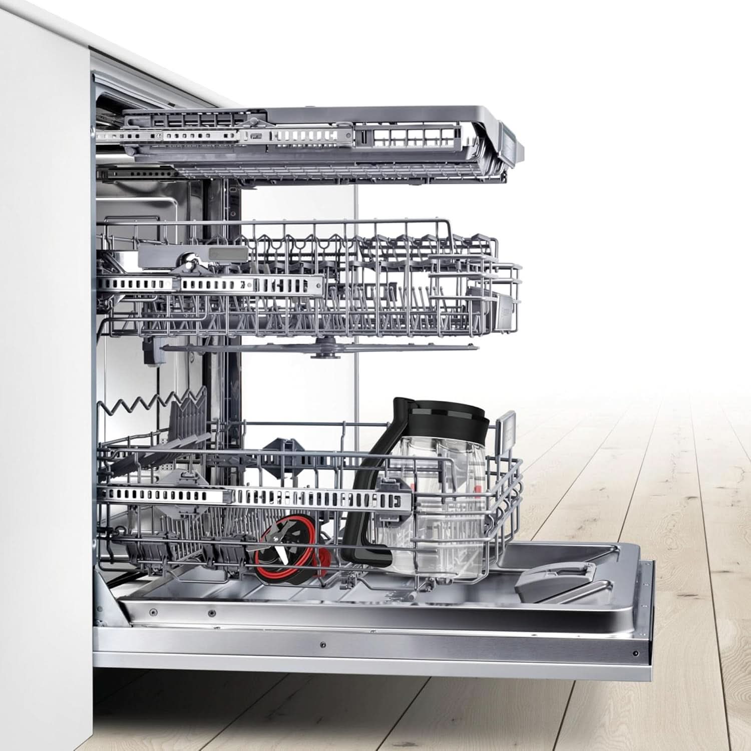 Mikser stojący Bosch Vitapower Serie 4 MMB6172SN, wersja Verbesserte, 10 Jahre Motorgarantie, Edelstahl-Klingen, 1,5 l Glasbehälter, Spülmaschinenfeste Teile, 30 000 U/Min, 1200 W, Silver Kitchen Naty Shop