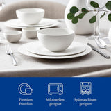 Villeroy & Boch - Manufacture Rock Blanc Geschirrset 6 teilig weiß, Spülmaschinenfest, Mikrowellensicher, Geschirr Modern, Zestaw startowy, Speiseteller, Pastateller, Müslischalen, Premium Porzellan