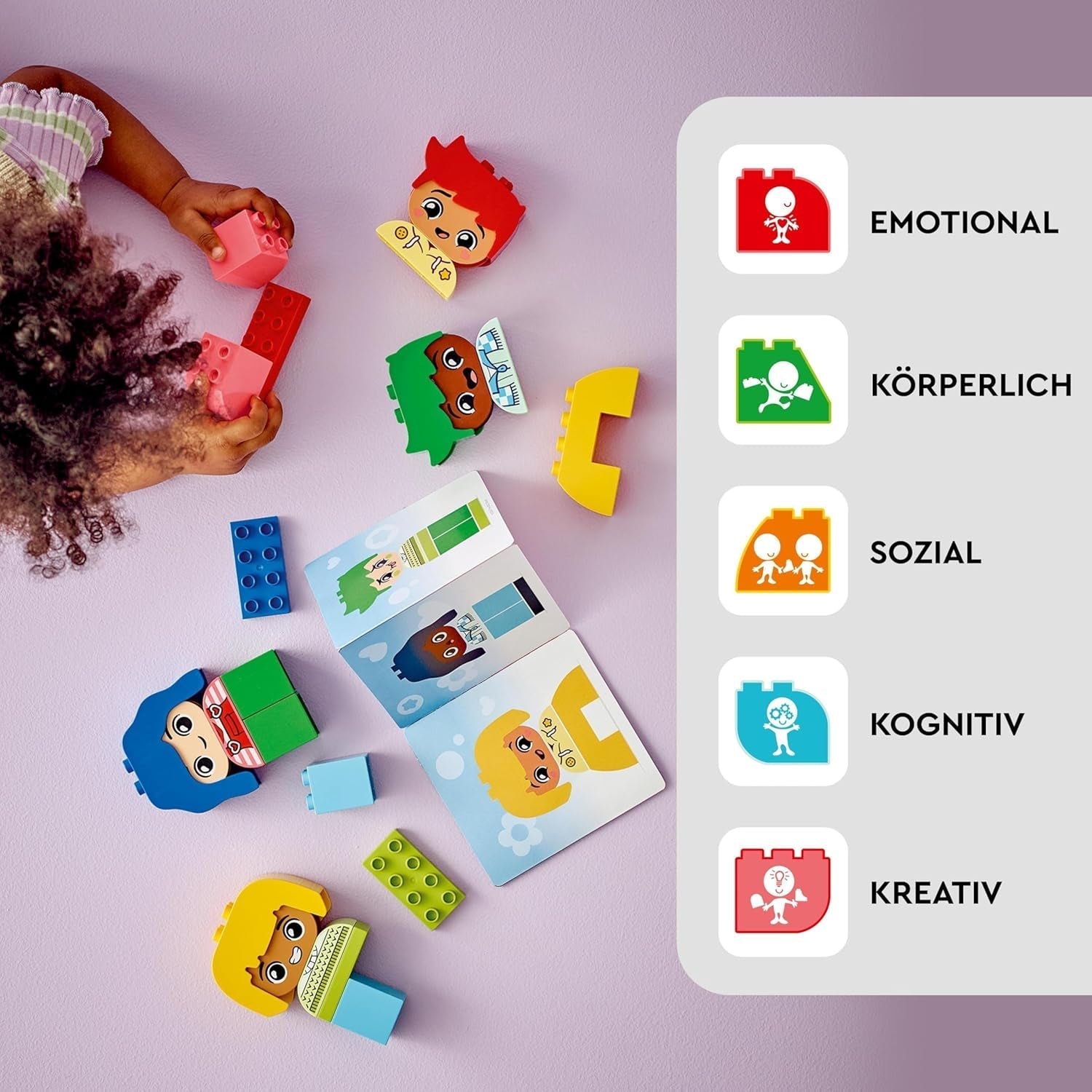 LEGO DUPLO Big Feelings, gra polegająca na układaniu klocków z 23 kolorowych klocków i 4 figurkami, zabawka rozwijająca zdolności motoryczne, wspierająca rozwój społeczny i emocjonalny małych dzieci od 18 miesiąca życia 10415 Zestawy do budowania Beuche den LEGO-Store