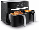 Frytownica Tefal Dual Easy Fry na gorące powietrze z dwiema komorami, pojemność 5,2/3,1 litra, dwie niezależne szuflady, 7 programów Sprzęt AGD Naty Shop Czarny