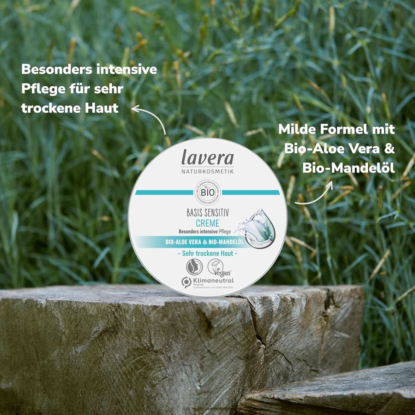 Lavera Basis Sensitiv, intensywna pielęgnacja skóry suchej z aloesem i olejkiem migdałowym, 150 ml Naty Shop