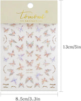 JMEOWIO 3D Nagelsticker Schmetterling Nail Art Naklejka Selbstklebend Nagelaufkleber 5D Stereoskopisch Dekoration Nageldesign Zubehör 1 Blatt