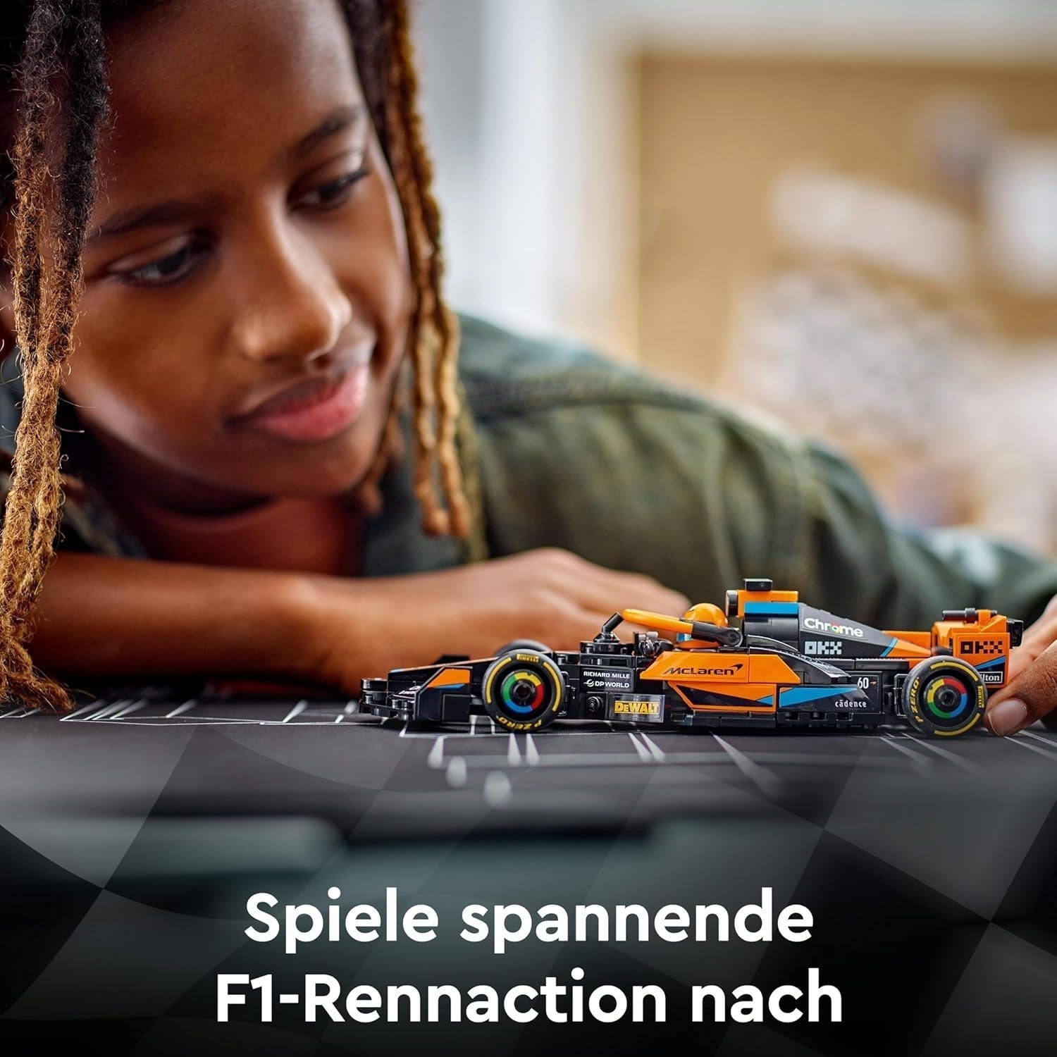 LEGO Speed Champions Samochód wyścigowy Formuły 1 Mclaren 2023, zabawka dla chłopców i dziewcząt w wieku powyżej 9 lat, którzy lubią bawić się samodzielnie, model pojazdu do zbudowania, wystrój pokoju dziecięcego 76919 Zestawy do budowania Besuche den LEGO-Store