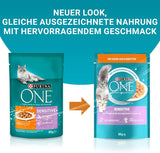 PURINA ONE Sensitive mokra karma dla kotów, delikatne kawałki w sosie z kurczaka, opakowanie 26 szt. (26 x 85 g)