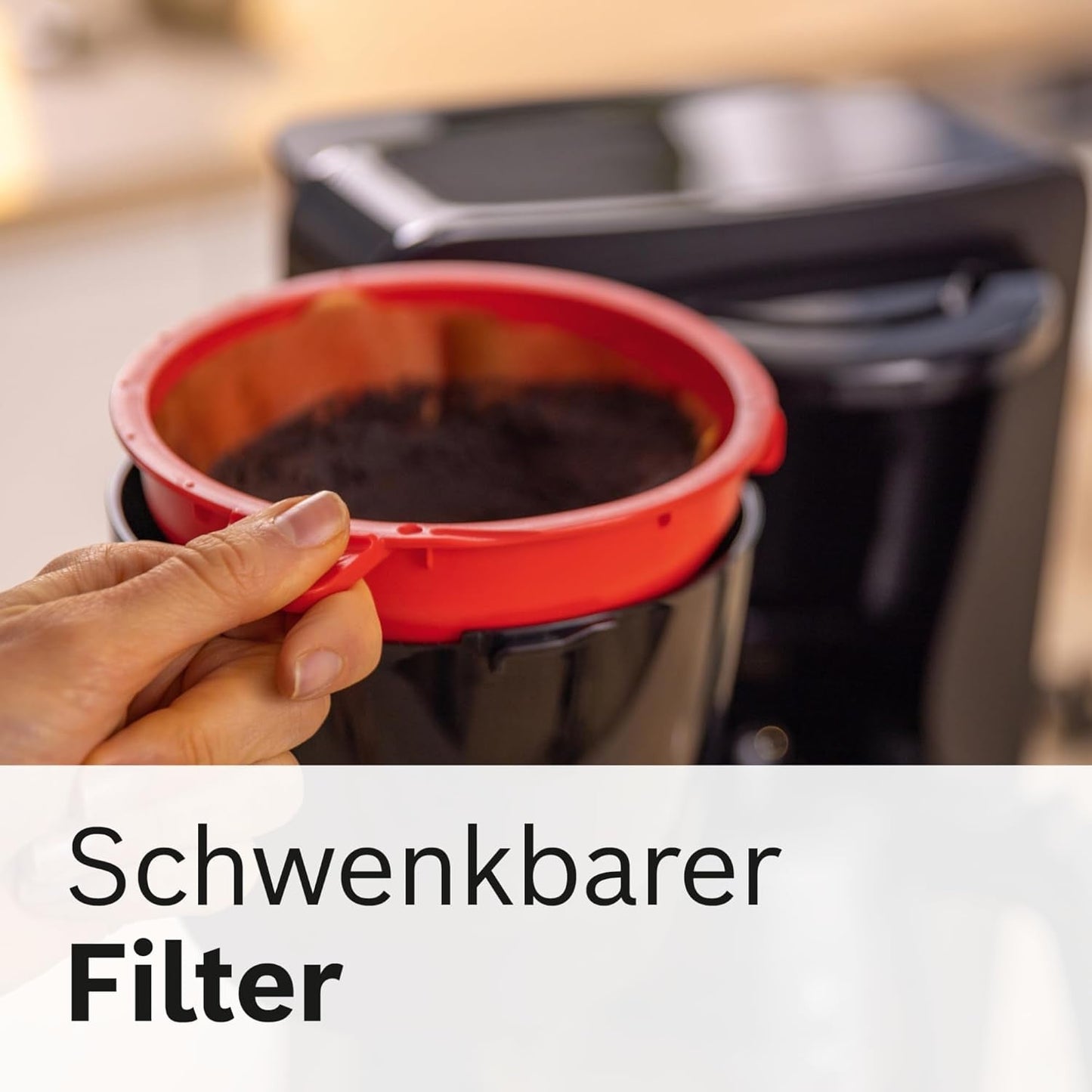 Bosch MyMoment TKA2M113 Ekspres do espresso z filtrem, szklana karafka 1,25 l, 10–15 filiżanek, funkcja utrzymywania ciepła przez 40 minut, system zapobiegający kapaniu, obrotowy uchwyt filtra, odłączany zbiornik na wodę, 1200 W, czarny matowy
