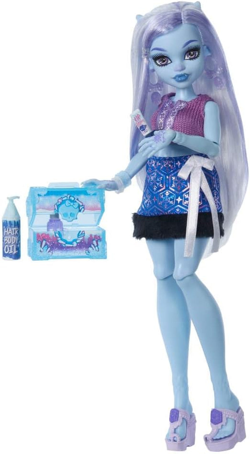 Monster High Self-Scare Secrets Abbey Bominable Lalka i zestaw akcesoriów z 13 realistycznymi niespodziankami, takimi jak henna, rysunki i szydełko JHK44