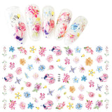 JMEOWIO Nagelsticker Frühling Blume 9 Blatt Nagelaufkleber Selbstklebend Rosa Blüte Nail Art Naklejka Dekoration Nageldesign Zubehör