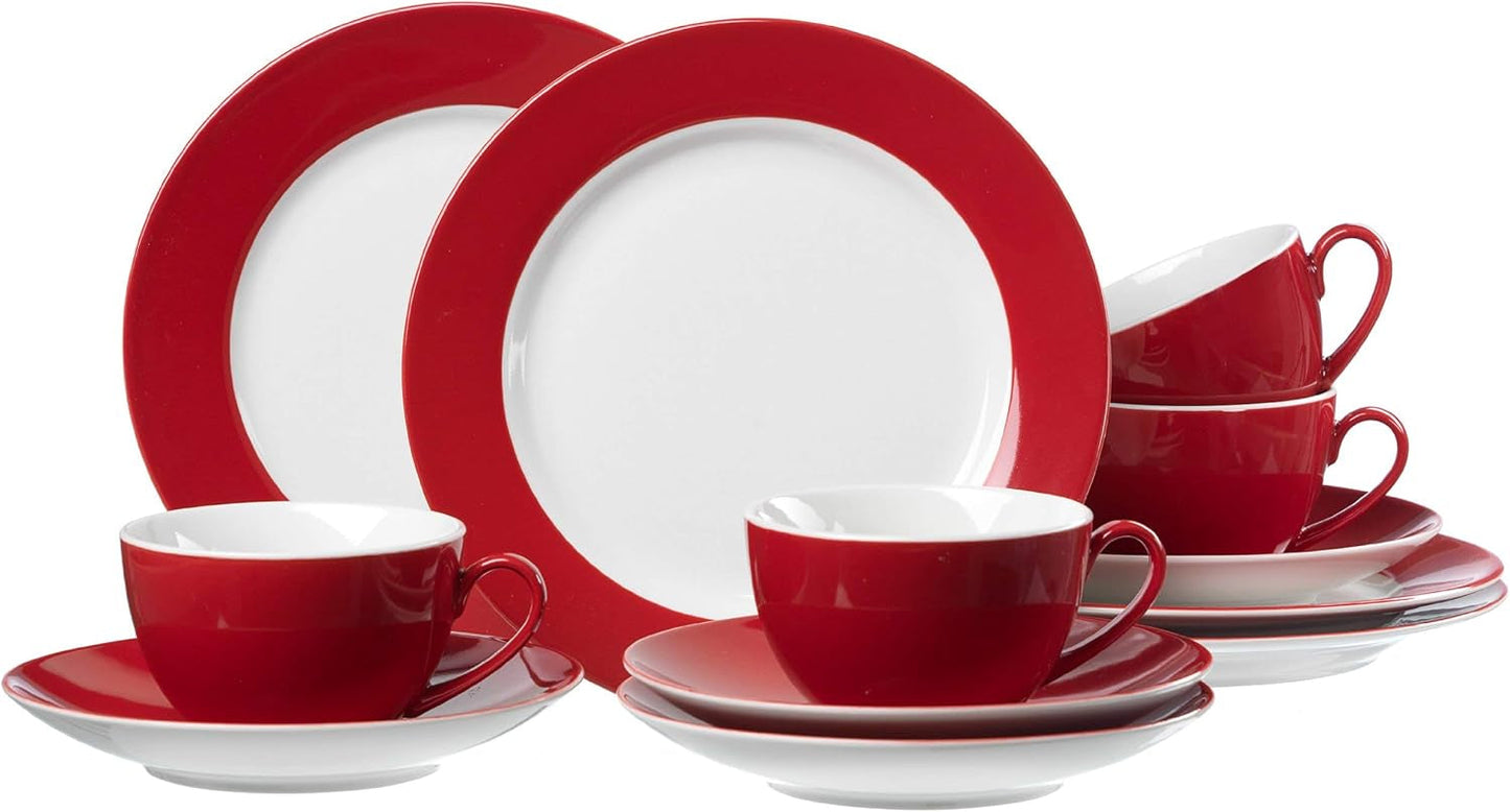 Serwis kawowy Ritzenhoff & Breker Doppio, 12 szt., porcelana, czerwony