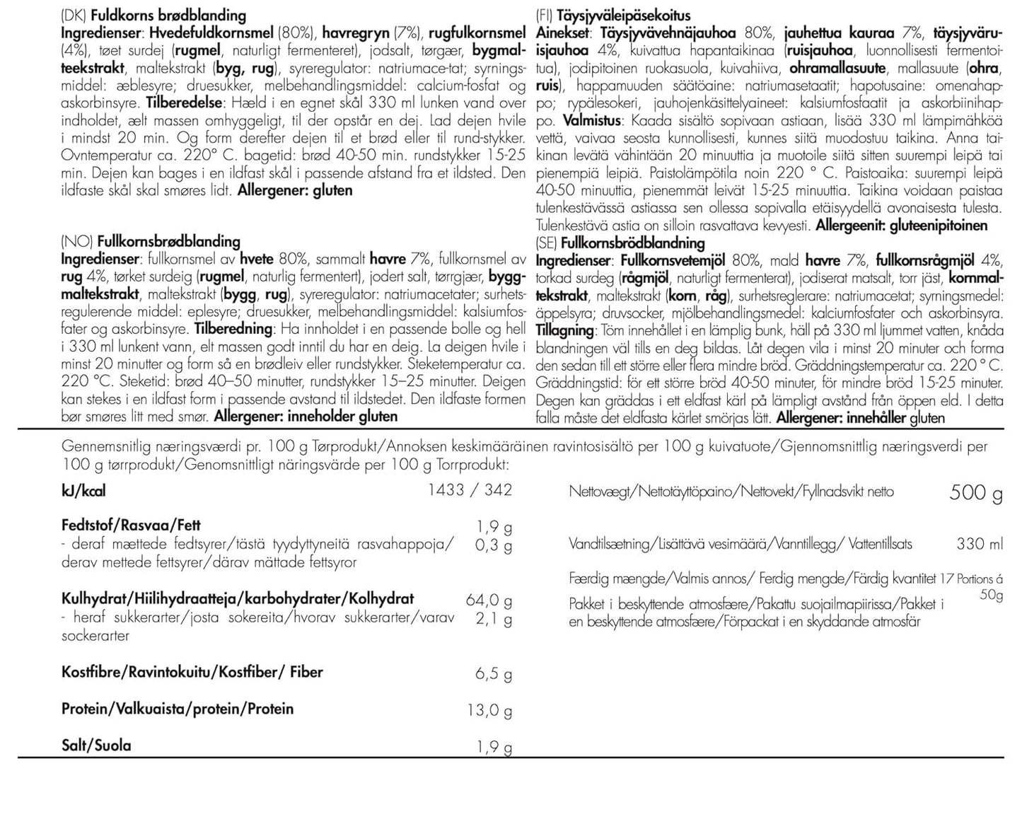 TREK'N EAT Vollkornbrotmischung Mieszanka do pieczenia i gotowania Naty Shop