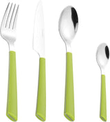 Sztućce JANE, stal nierdzewna polerowana 18/0, zielone plastikowe uchwyty, 24 sztuki Kitchen Naty Shop