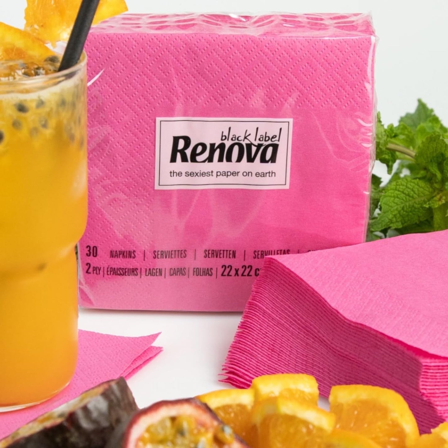 Serwetki koktajlowe Renova, fuksja, 30 serwetek
